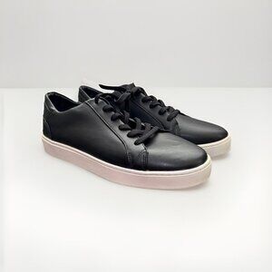 Thousand Fell Sneakers Mens 10 Black Faux Leather Low Top Lace Up Trainer Shoes